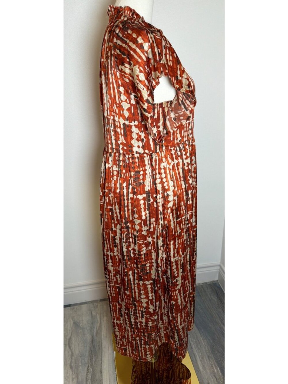 THML Rust Boho Abstract Print Maxi Dress with Pockets - Size Medium - Picture 3 of 13